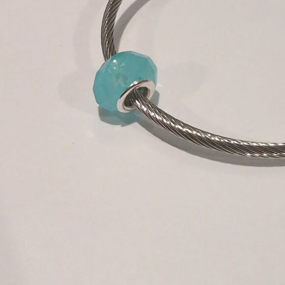 Silver‎ Blue Faceted Charm for Pandora Style - Picture 3 of 4